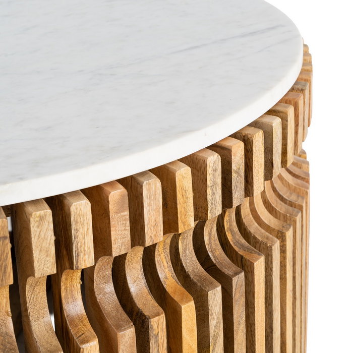 Mesa Centro Madera-Mármol Salón 80 X 80 X 42 cm