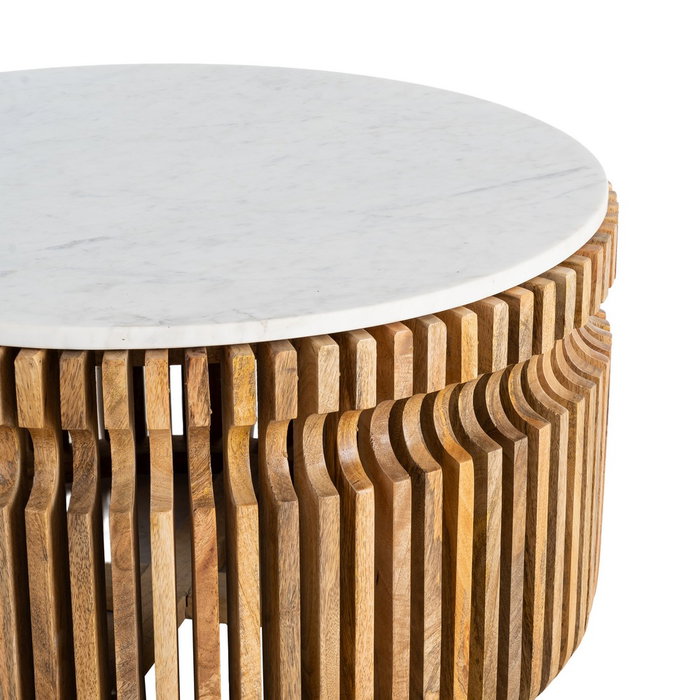 Mesa Centro Madera-Mármol Salón 80 X 80 X 42 cm