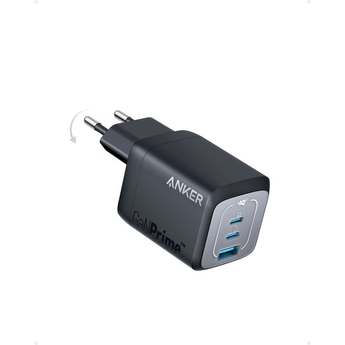 Anker 735 Prime Cargador de Pared 67W con 1 Puerto USB-A y 2 Puertos USB-C, Negro