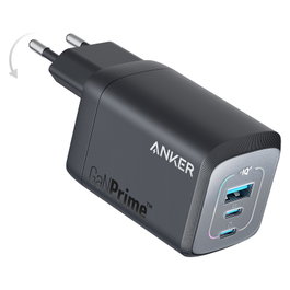Anker 735 Prime Cargador de Pared 67W con 1 Puerto USB-A y 2 Puertos USB-C, Negro