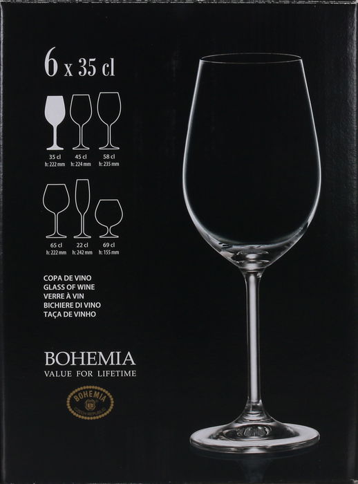 Bohemia Set de 6 Copas de Vino Blanco "Clara", 350 cc, Cristalería de Alta Calidad (4 Cajas)