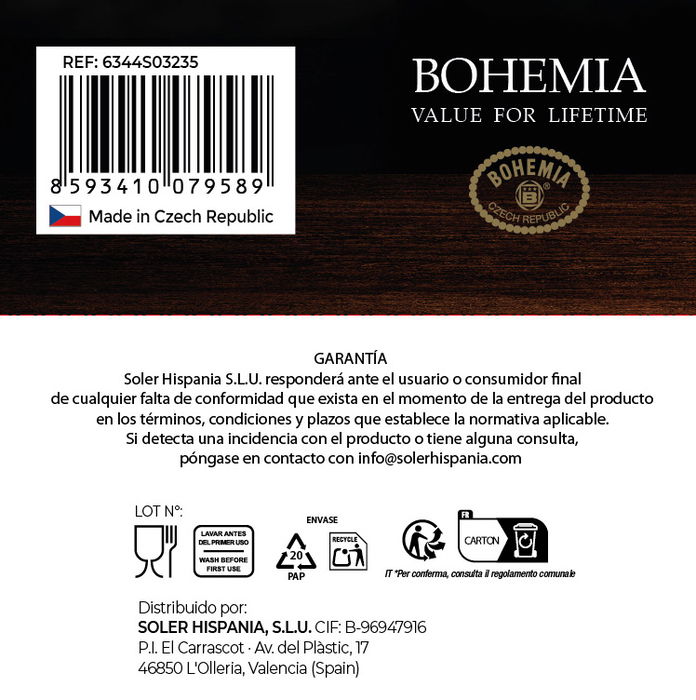 Bohemia Set de 6 Copas de Vino Blanco "Clara", 350 cc, Cristalería de Alta Calidad (4 Cajas)