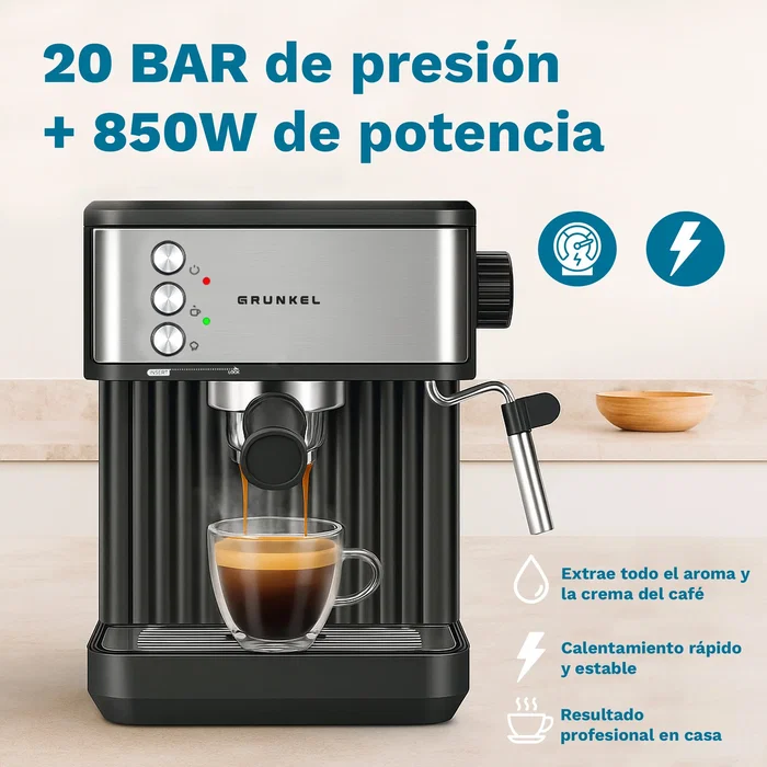 Cafetera expreso grunkel cafpresso-20aroma 850w 20 bares