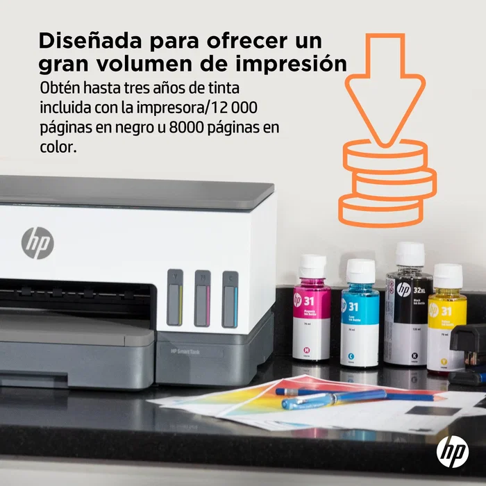HP Impresora Multifunción Smart Tank 7005 A4 Tinta Inyección Térmica 4800x1200DPI 15ppm Wi-Fi All-in-One Copiadora Escáner Color 28B54A Light Basalt