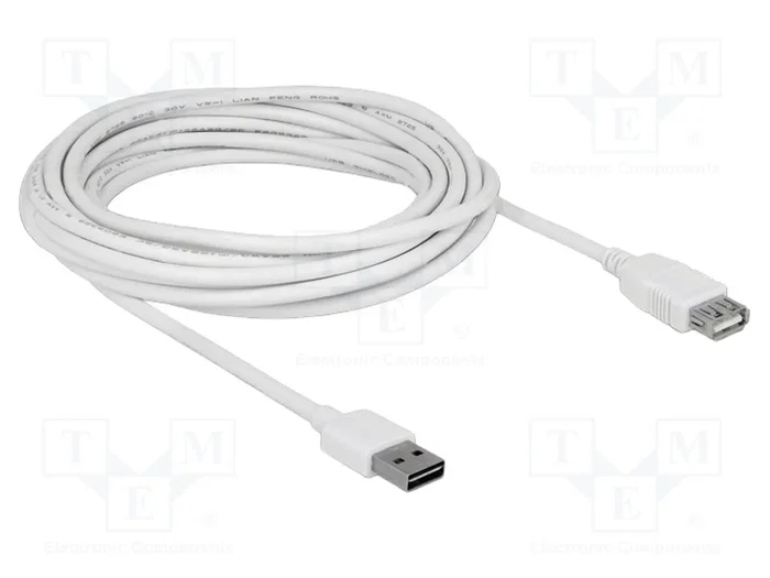 DeLOCK 85202 Cable de extensión USB 2.0 Macho a Hembra 5 m Blanco DeLOCK 85202 Cable de extensión USB 2.0 Macho a Hembra 5 m Blanco