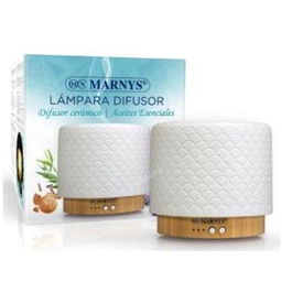 MARNYS Difusor Lampara Ceramica, Difusor de Aromas con Luz Ambiental y Temporizador, Acabado Natural