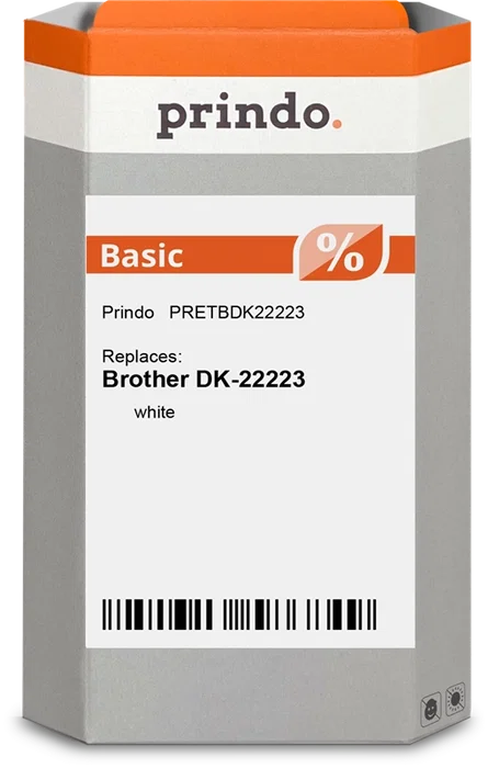 Prindo Compatibles Brother DK-22223 Etiquetas sin fin 50mm x 30,48m Negro sobre blanco Papel continuo