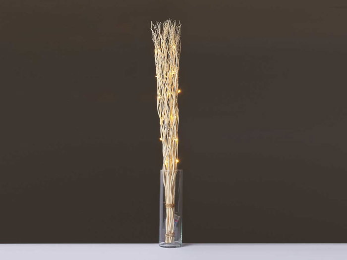 Giftdecor Ramillete de Varillas Natural con 30 LEDs, 120 cm de Alto, 10x10 cm de Ancho/Largo, Madera de Sauce (Set de 8)