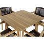 DKD Home Decor Mesa y Set de 5 Piezas en Teca y Cuerda Marrón 90x90x75 cm