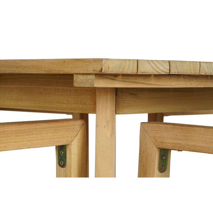DKD Home Decor Mesa y Set de 5 Piezas en Teca y Cuerda Marrón 90x90x75 cm