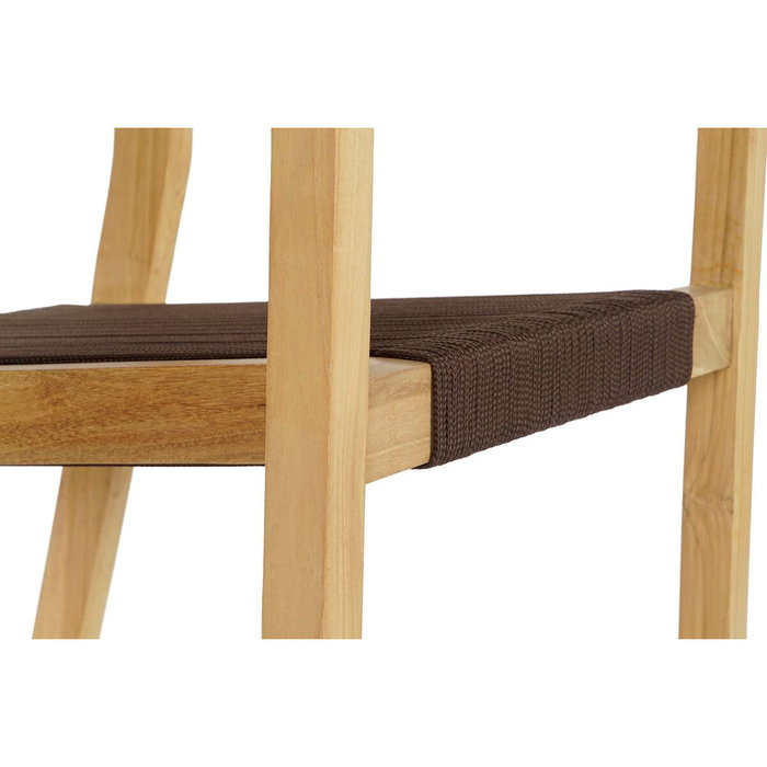 DKD Home Decor Mesa y Set de 5 Piezas en Teca y Cuerda Marrón 90x90x75 cm