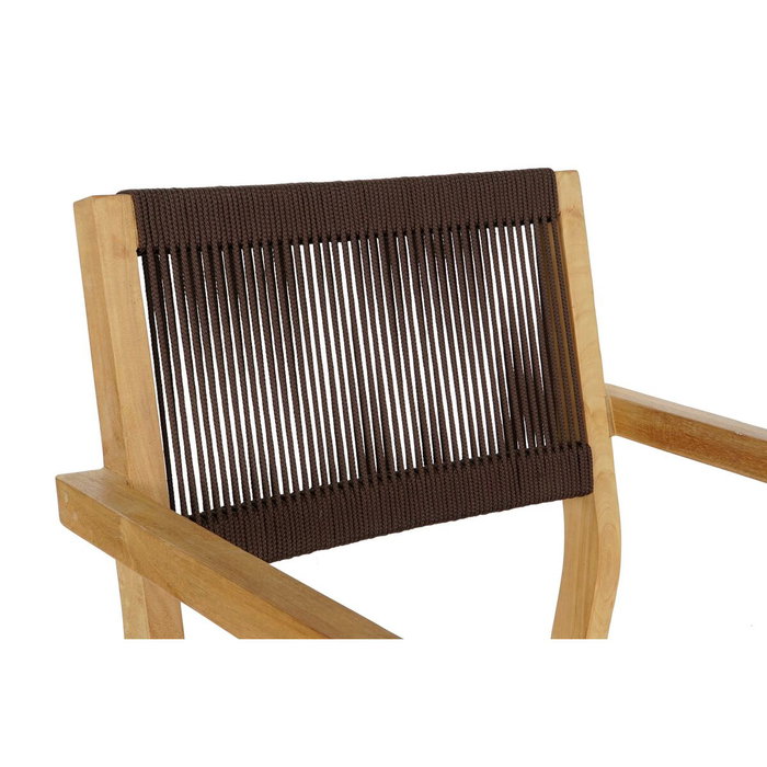 DKD Home Decor Mesa y Set de 5 Piezas en Teca y Cuerda Marrón 90x90x75 cm
