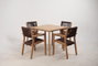DKD Home Decor Mesa y Set de 5 Piezas en Teca y Cuerda Marrón 90x90x75 cm