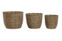 DKD Home Decor Set de 3 Maceteros de Fibra 31x31x24 Natural Marrón