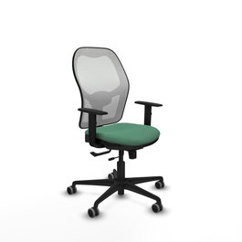 PIQUERAS Y CRESPO Silla de oficina Jorquera con mecanismo Sincro/Traslack, Verde esmeralda y Blanco