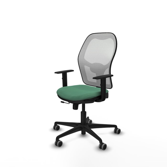 PIQUERAS Y CRESPO Silla de oficina Jorquera con mecanismo Sincro/Traslack, Verde esmeralda y Blanco
