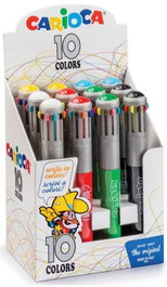 CARIOCA Expositor de 12 Bolígrafos Automáticos de 10 Colores