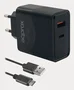 Approx APPUSBWALL45W Cargador de Pared 45W Dual USB-C PD (45W) & USB-A (20W) con Carga Rápida, Incluye Cable USB-A a USB-C