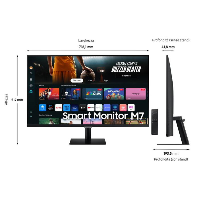 Samsung Monitor Smart M70D 32" LS32DM700UUXEN