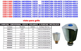 Cabezal Universal Visto 3/8 Montura Volante 3 Puntas