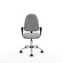 Silla de oficina Algarra con mecanismo Contacto permanente básico tapizada con Similpiel color Gris claro. Equipada con Base cromada, Brazos fijos y Ruedas de nailon 50 mm