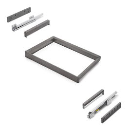 Emuca Bastidor con guías de cierre suave y extracción total para accesorios de armario Quartz, 662-688mm, Aluminio y Plástico, Titanio