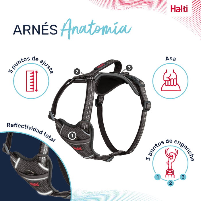 Halti Anatomy Arnés Gris M Cuerpo 48-68 cm (Set de 48)