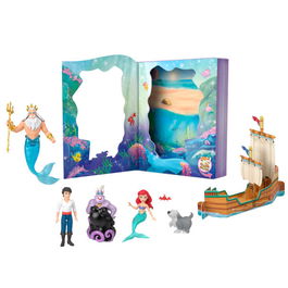 Mattel Pack 6 Figuras Minis Ariel Libro Disney Princess JBL32 La Sirenita con Ariel, Rey Tritón, Úrsula y Eric +3 años