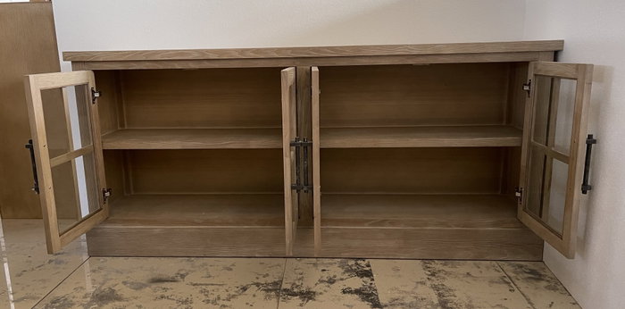 DKD Home Decor Buffet de Madera de Hevea y Cristal Natural