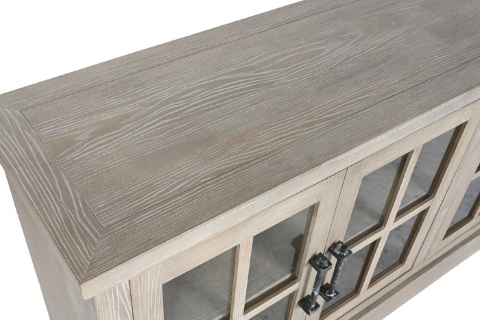 DKD Home Decor Buffet de Madera de Hevea y Cristal Natural DKD Home Decor Buffet de Madera de Hevea y Cristal Natural
