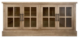 DKD Home Decor Buffet de Madera de Hevea y Cristal Natural