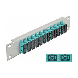 DeLOCK Patchpanel de fibra óptica 12 puertos SC Duplex 10″ aqua/gris