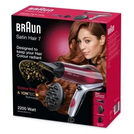 SECADOR DE PELO BRAUN SATÍN HAIR 7 HD770 - 2200W - 6 COMBINACIONES TEMPERATURA/FLUJO AIRE - TECNOLOGÍA COLOR SAVER / IONTEC