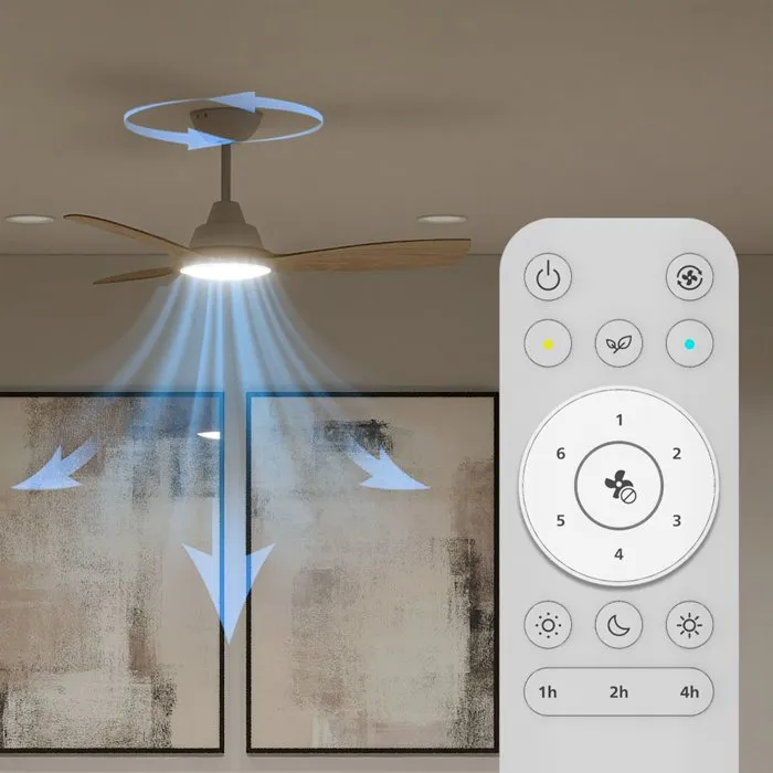 Philips Ventilador de Techo Olas Blanco/Madera con LED y Mando a Distancia