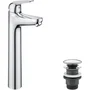 Grohe 24331001 Mezclador Monomando de Lavabo Cromo Alto Tamaño XL Ahorro Agua Desagüe Click-Clack