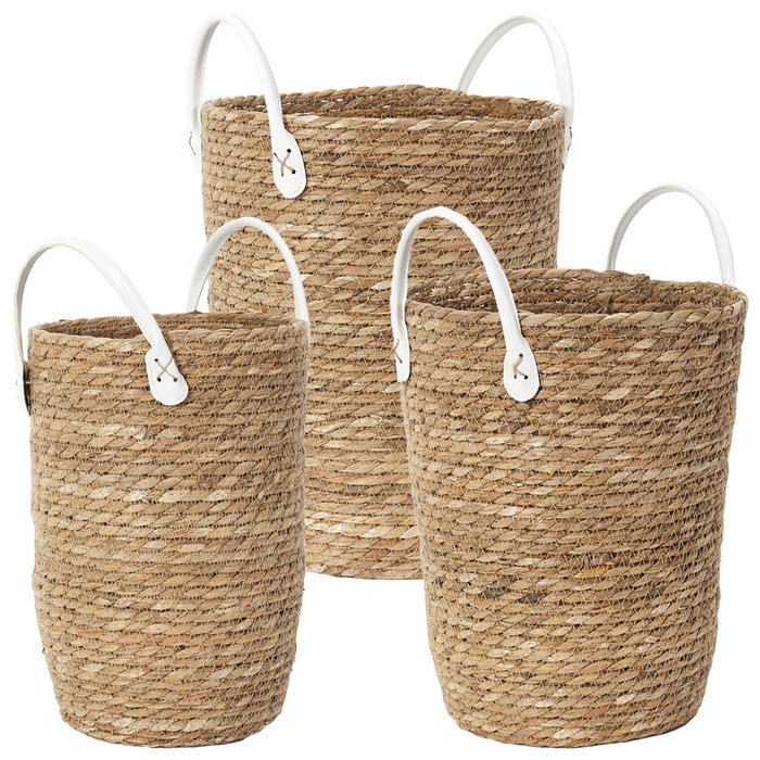 Home Deco Factory Juego de 3 Cestas Mirage Ecológicas con Asas Home Deco Factory Juego de 3 Cestas Mirage Ecológicas con Asas