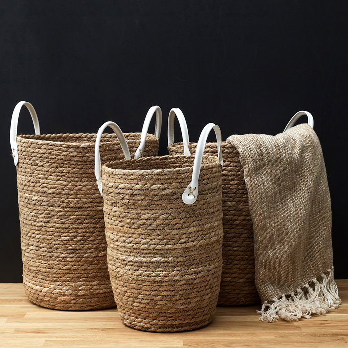 Home Deco Factory Juego de 3 Cestas Mirage Ecológicas con Asas Home Deco Factory Juego de 3 Cestas Mirage Ecológicas con Asas