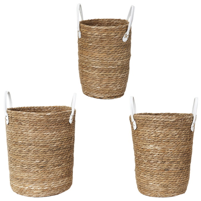 Home Deco Factory Juego de 3 Cestas Mirage Ecológicas con Asas Home Deco Factory Juego de 3 Cestas Mirage Ecológicas con Asas