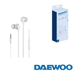 DAEWOO Auriculares In-Ear con Micrófono, Cable Jack 3.5 mm, Blanco, Control de Volumen