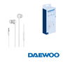 DAEWOO Auriculares In-Ear con Micrófono, Cable Jack 3.5 mm, Blanco, Control de Volumen