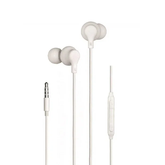 DAEWOO Auriculares In-Ear con Micrófono, Cable Jack 3.5 mm, Blanco, Control de Volumen