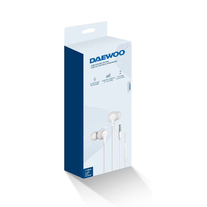 Daewoo Auriculares Intrauditivos DW2014 con Micrófono y Control de Volumen Blanco