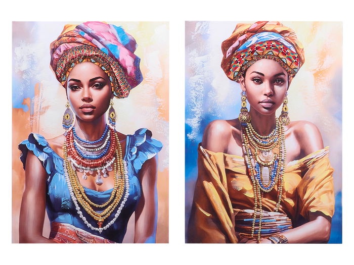 Giftdecor Lienzo Mujeres Turbante Collar Surtido 70x100 cm (Set de 4)