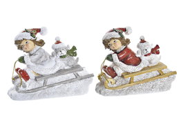 DKD Home Decor Figura de Resina Trineo Surtido de 2 Unidades