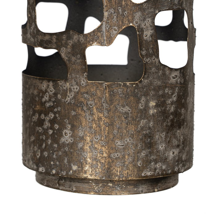 Portavelas Oro Envejecido Metal 15 X 15 X 25 cm Portavelas Oro Envejecido Metal 15 X 15 X 25 cm