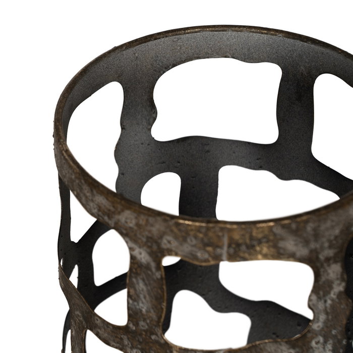Portavelas Oro Envejecido Metal 15 X 15 X 25 cm Portavelas Oro Envejecido Metal 15 X 15 X 25 cm