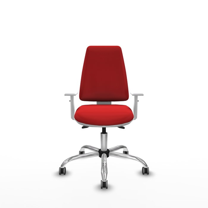 PIQUERAS Y CRESPO Silla de oficina Elche en Rojo con mecanismo Asincro y brazos blancos PIQUERAS Y CRESPO Silla de oficina Elche en Rojo con mecanismo Asincro y brazos blancos