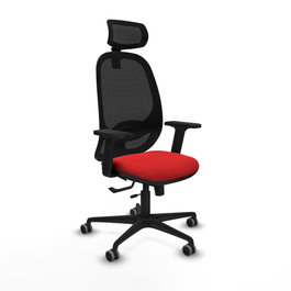PIQUERAS Y CRESPO Silla de oficina Cilanco con mecanismo Sincro/Traslack, Rojo y Negro