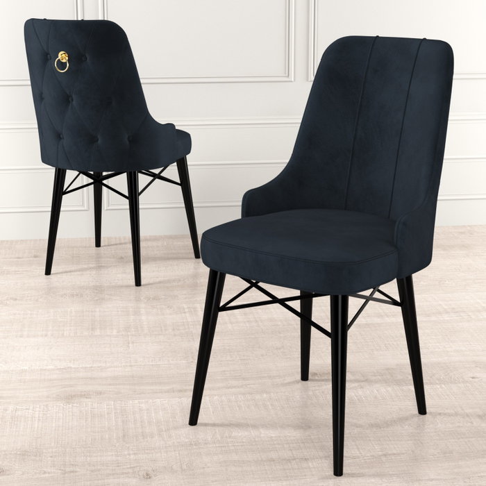 Hanah Home Juego de Sillas Pare Antracita y Negro, Metal, Tela Babyface, Set de 4 Sillas para Comedor, Cocina u Oficina, Modernas y Elegantes