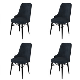Hanah Home Juego de Sillas Pare Antracita y Negro, Metal, Tela Babyface, Set de 4 Sillas para Comedor, Cocina u Oficina, Modernas y Elegantes